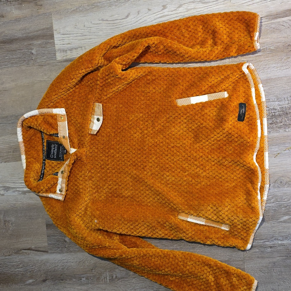 Orange Pullover Fleece with Pocket